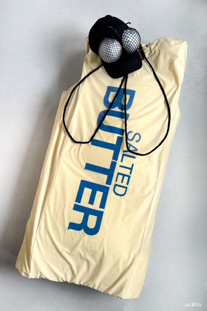 How I made a giant stick of butter costume with fly eyes and wings - DIY Butter Fly Costume